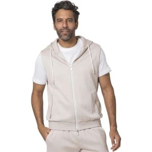 Eleventy, Sweatshirts & Hoodies, Heren, Beige, L, Katoen, Mouwloze Hoodie