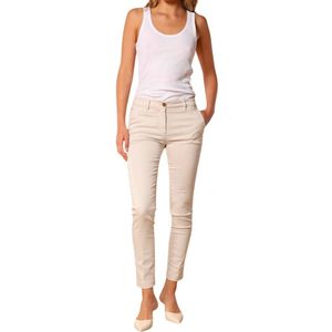 Mason's, Broeken, Dames, Wit, S, Satijn, Slim Fit Chino Broek in Stretch Satijn