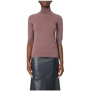 Max Mara, Truien, Dames, Paars, 2Xl, Kasjmier, Zwarte Cashmere Mock Neck Sweater