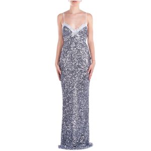 Elisabetta Franchi, Kleedjes, Dames, Blauw, L, Katoen, Rode Loper Kant Split Jurk