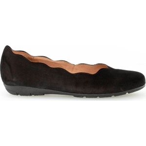 Gabor, Schoenen, Dames, Zwart, 37 EU, Suède, Zwarte Leren Ballet Flats