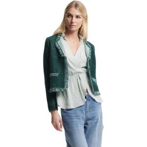 Kocca, Truien, Dames, Groen, XL, Cardigan van alpacamix met franjes