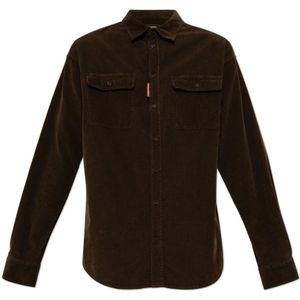 Dsquared2, Overhemden, Heren, Bruin, M, Katoen, Corduroy Overhemd