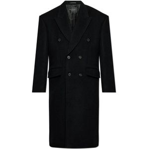 Balenciaga, Mantels, Heren, Zwart, L, Kasjmier, Dubbelborstige kasjmierjas