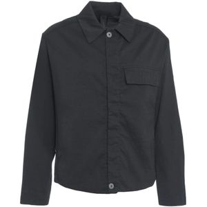 Transit, Jassen, Heren, Zwart, L, Linnen, Zwart Linnen Blend Overhemd Jas