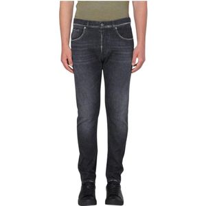 Dondup, Jeans, Heren, Zwart, W34, Katoen, Zwarte Straight Leg Jeans