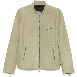 Tagliatore, Jassen, Heren, Groen, M, Leer, Leren Jas