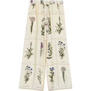 Max Mara Weekend, Broeken, Dames, Veelkleurig, XS, Zijden Wijde Pijp Geknipte Broek