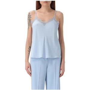 Patrizia Pepe, Tops, Dames, Blauw, S, Hemelsblauwe Kant Trim Cami Top