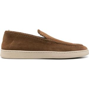 Officine Creative, Schoenen, Heren, Bruin, 41 EU, Suède, Suède Loafers met Rubberen Zool
