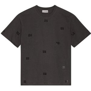 Ganni, Tops, Dames, Grijs, S, Katoen, Stijlvolle dames T-shirt in grijs