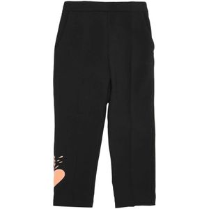 Elisabetta Franchi, Broeken, Dames, Zwart, XS, Katoen, Wijde Pijpen Broek