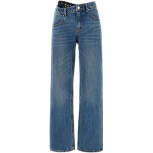 Alexander Wang, Jeans, Dames, Blauw, W25, Denim, Blauwe Denim Jeans met Kantdetail