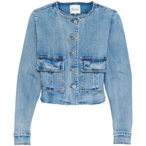 My Essential Wardrobe, Jassen, Dames, Blauw, L, Denim, Lichtblauwe Retro Wash Denim Jas