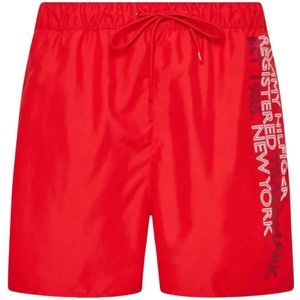 Tommy Hilfiger, Badkleding, Heren, Rood, S, Polyester, Medium Zwemshort met Trekkoord