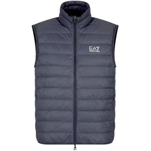 Emporio Armani Ea7, Jassen, Heren, Blauw, L, Opvouwbare donsjacks met logo