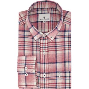 State of Art, Overhemden, Heren, Veelkleurig, L, Katoen, Casual Rood Geruit Overhemd
