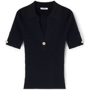Motivi, Truien, Dames, Zwart, S, Polyester, Gebreide Polo Shirt