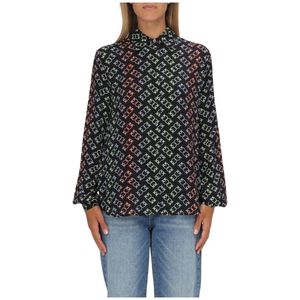 Pinko, Blouses & Shirts, Dames, Veelkleurig, L, Elegante Kraag Zijden Blouse