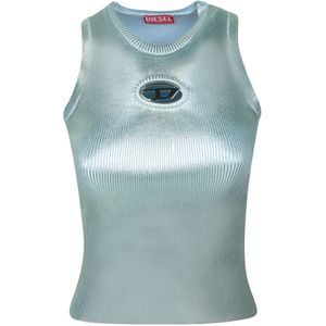Diesel, Tops, Dames, Groen, S, Groene Topkleding met Ovaal Uitsnede