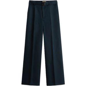 Woolrich, Broeken, Dames, Blauw, W27, Viscose broek