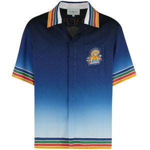 Casablanca, Overhemden, Heren, Blauw, L, Zijden Shirt met Voorzak