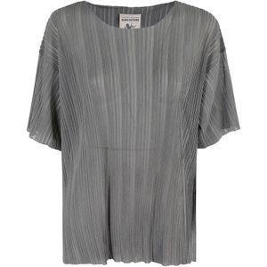 Semicouture, Truien, Dames, Grijs, S, Rekbare boothals top in mist