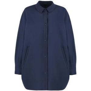 Herno, Jassen, Dames, Blauw, S, Overshirt van technische stof met zakken