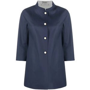 Herno, Jassen, Dames, Blauw, L, Katoen, Donkerblauwe Jas voor Vrouwen