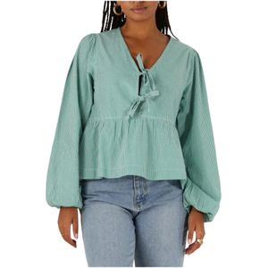 Neo Noir, Blouses & Shirts, Dames, Groen, XS, Katoen, Esmée Small Stripe Blouse
