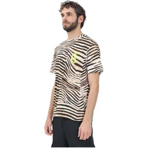 Just Cavalli, Tops, Heren, Veelkleurig, M, Katoen, Zebra Stripe Korte Mouw T-shirt
