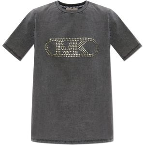 Michael Kors, Tops, Dames, Grijs, S, Katoen, T-shirt met applicaties