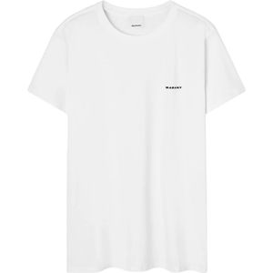 Isabel Marant, Tops, Heren, Wit, S, Katoen, Wit T-shirt met korte mouwen en Marant-logo