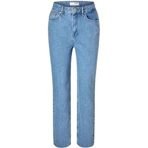 Selected Femme, Jeans, Dames, Blauw, W26, Katoen, Hoge taille rechte pasvorm jeans vest