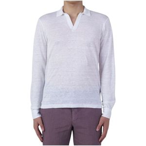 Malo, Tops, Heren, Wit, 3Xl, Linnen, Witte linnen polo met lange mouwen
