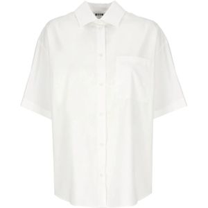 Msgm, Blouses & Shirts, Dames, Wit, S, Katoen, Witte Katoenen Overhemd met Kraag
