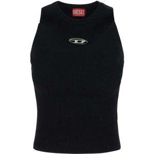 Diesel, Tops, Dames, Zwart, XS, Ribgebreide Coltrui Top