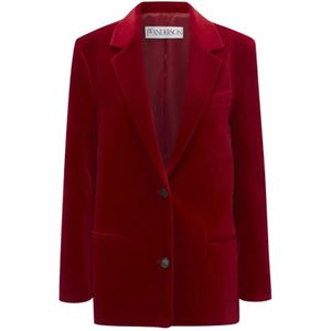 JW Anderson, Jassen, Dames, Rood, 2Xs, Katoen, Rode Velvet Blazer