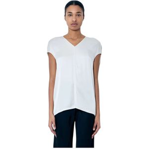 Rick Owens, Blouses & Shirts, Dames, Grijs, XS, Satijn, Satijnen Top met V-hals en Paneel