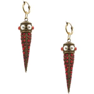 Roberto Cavalli, Accessoires, Dames, Rood, ONE Size, Stenen Hangende Oorbellen Rood Vrouw