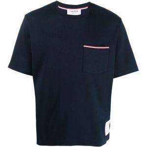 Thom Browne, Tops, Heren, Blauw, L, Katoen, Blauwe Oversized Zak T-shirt