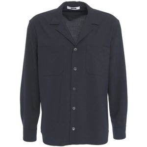 Mauro Grifoni, Overhemden, Heren, Blauw, M, Wol, Blauwe Wollen Blend Overshirt Jas