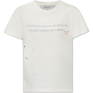 Golden Goose, Tops, Dames, Wit, L, Katoen, T-shirt met print