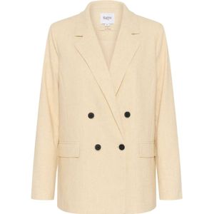 Saint Tropez, Jassen, Dames, Geel, M, Katoen, Elegante Blazer Jas Irish Cream Melange