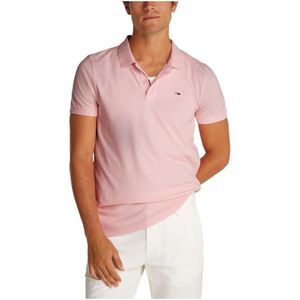 Tommy Jeans, Tops, Heren, Roze, 3Xl, Katoen, Korte Mouw Polo in Katoen Collectie