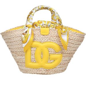 Dolce & Gabbana, Tassen, Dames, Geel, ONE Size, Straw Shopping Bag Yellow