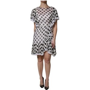 Dolce & Gabbana, Kleedjes, Dames, Wit, 3Xs, Witte Polka Dot Zijden A-lijn Jurk