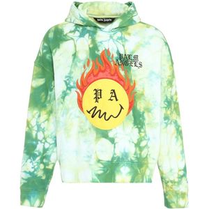 Palm Angels, Sweatshirts & Hoodies, Heren, Groen, XS, Katoen, Hoodie met geborduurd logo