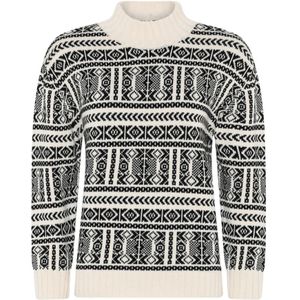 Skovhuus, Truien, Dames, Veelkleurig, L, Oversized Jaquar Blouse Creme