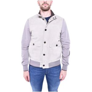 Moorer, Jassen, Heren, Veelkleurig, XL, Suède, Suède bomberjack met winddichte details